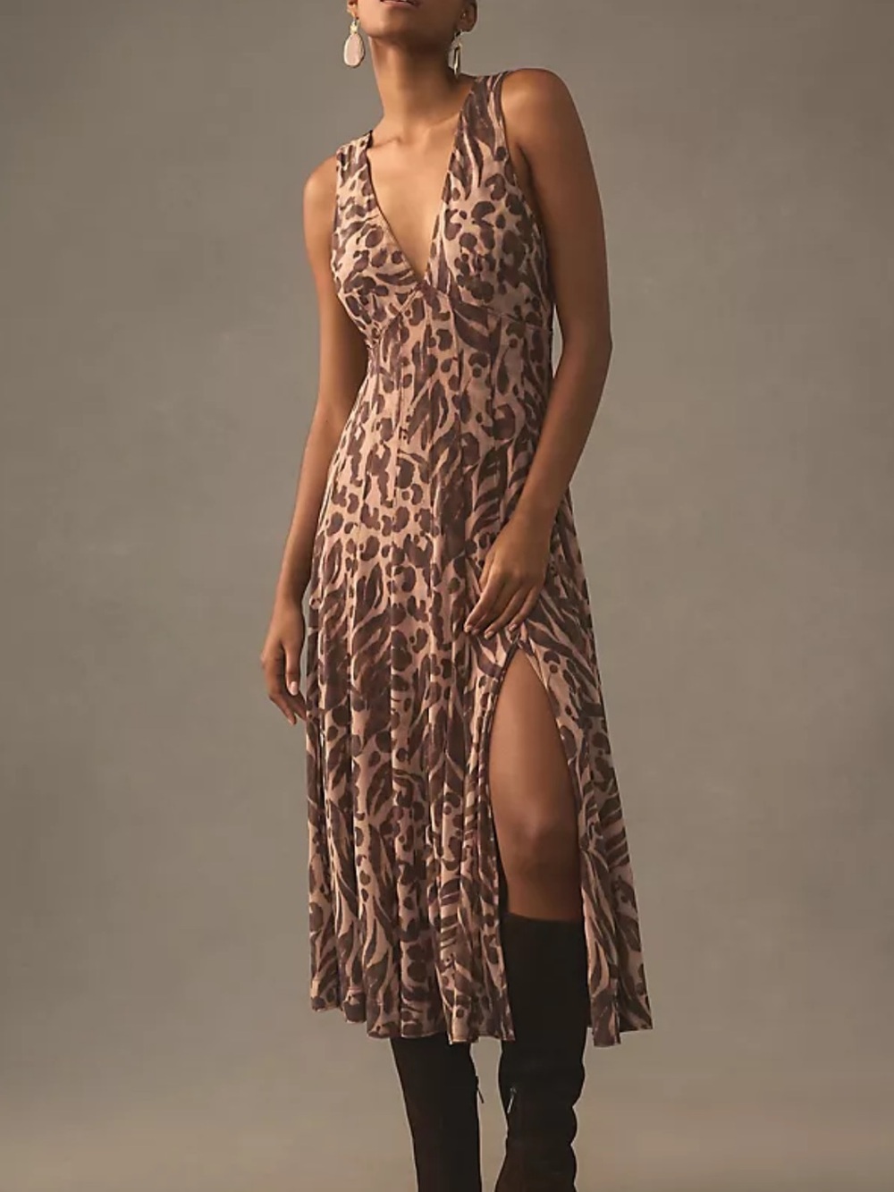 Pilcro Anthropologie Seamed V Neck Mesh Dress - Picture 1 of 10